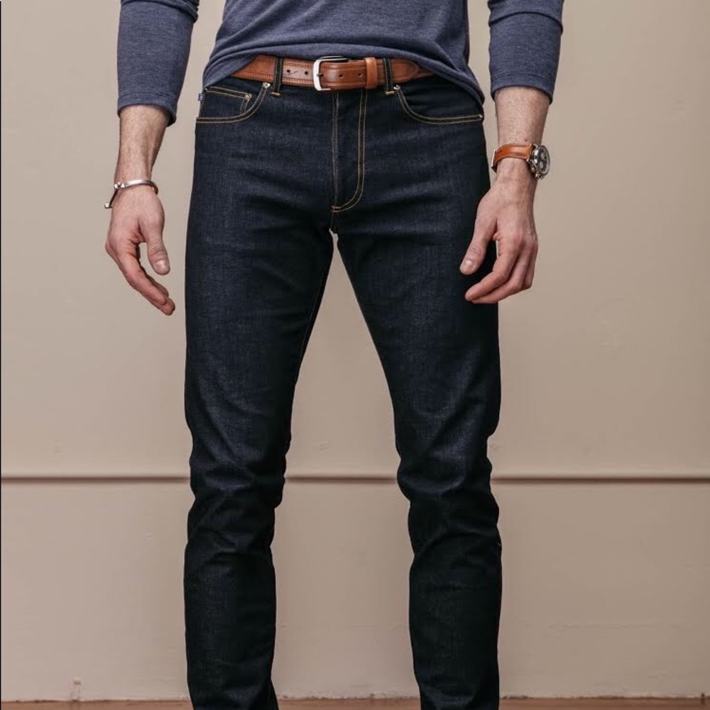 NWT Mizzen + Main Patton Raw Indigo Denim